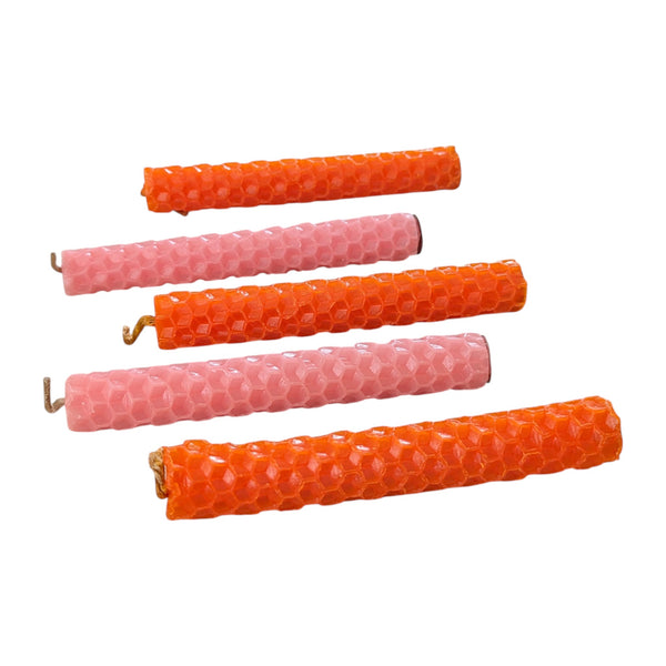 Pink & Orange Beeswax Spell Candle Set - Creativity & Self Love - Spell Casting - Ritual Candles