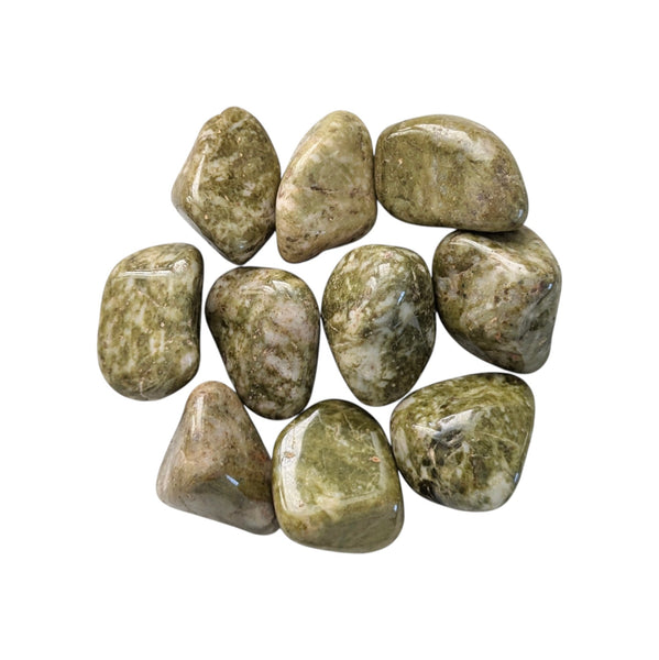 10x Epidote Snowflake Tumblestones 20-30mm, Wholesale Crystals, Bulk Gemstones, Genuine & Ethically Sourced, UK Crystal Shop