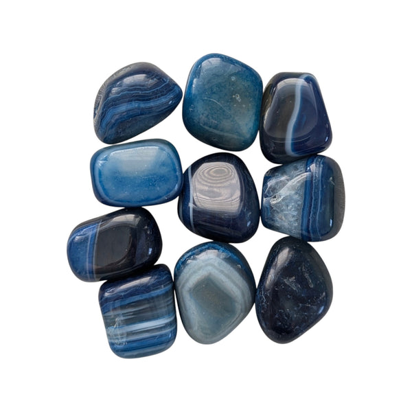10x Blue Banded Agate Tumblestones 20-30mm, Wholesale Crystals, Bulk Gemstones, Genuine & Ethically Sourced, UK Crystal Shop
