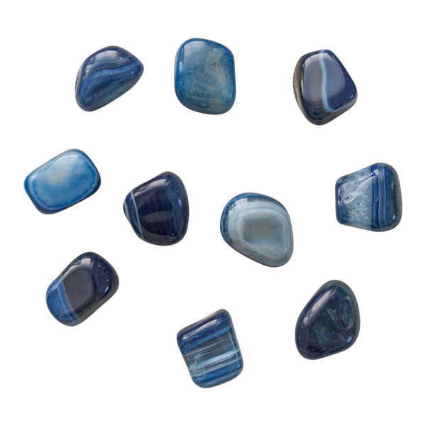 10x Blue Banded Agate Tumblestones 20-30mm, Wholesale Crystals, Bulk Gemstones, Genuine & Ethically Sourced, UK Crystal Shop