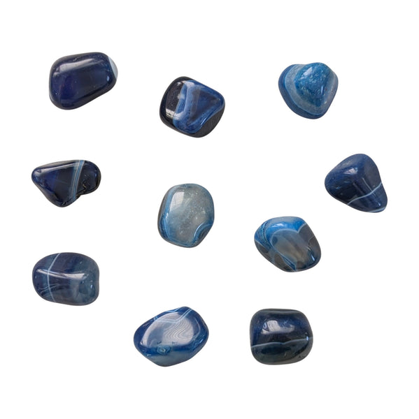 10x Blue Banded Agate Tumblestones 20-30mm, Wholesale Crystals, Bulk Gemstones, Genuine & Ethically Sourced, UK Crystal Shop