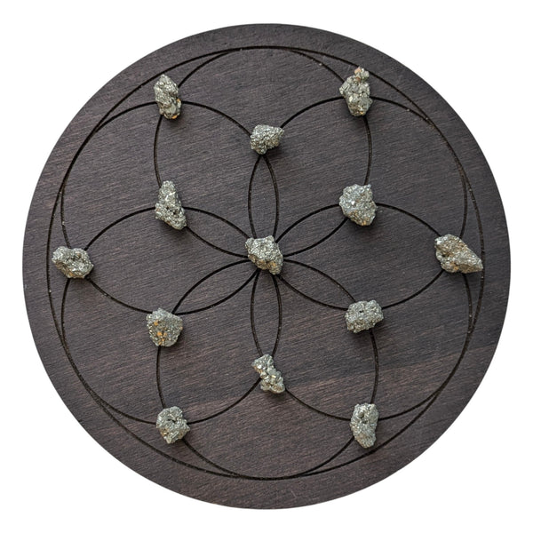 Mini Raw Crystal Grid Sets - Apatite, Emerald, Iron Pyrite - Natural Rough Gemstones - Grid Work