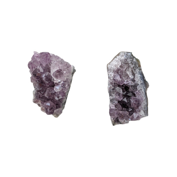 Set of Two Mini Amethyst Clusters - Calm Gemstone - Meditation - Crystal Decor