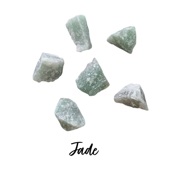 Small Raw Crystal Grid Sets - Rose Quartz, Jade, Grey Moonstone, Green Calcite