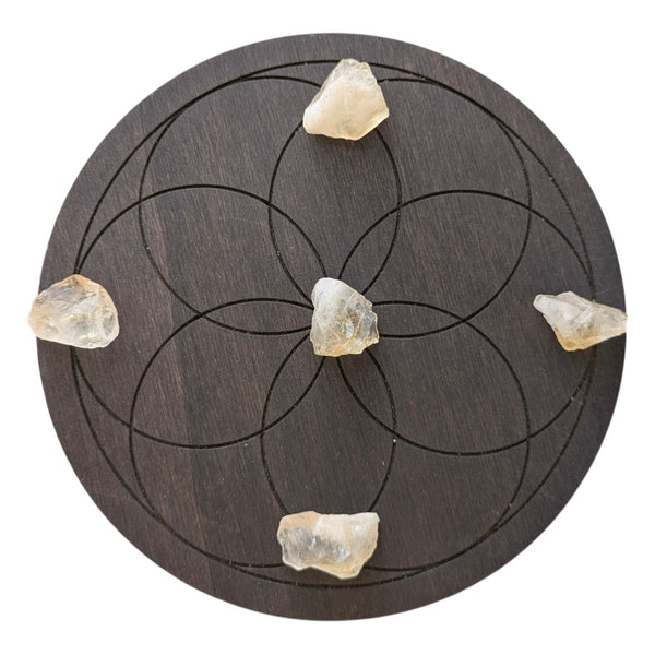 Small Raw Crystal Grid Sets - Rose Quartz, Jade, Grey Moonstone, Green Calcite