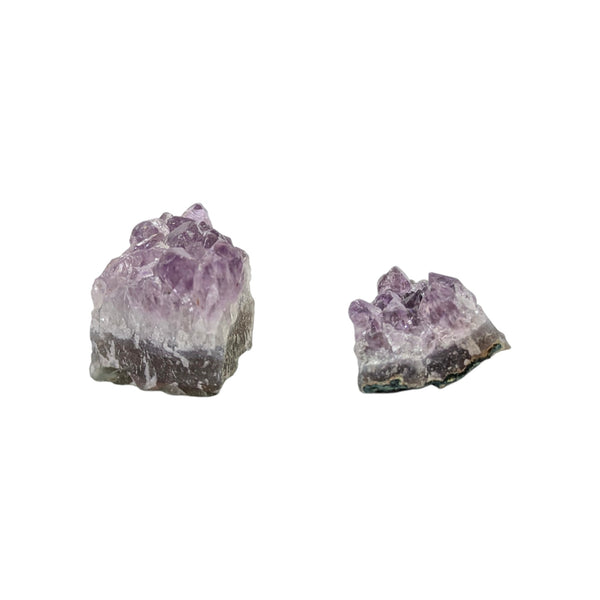 Set of Two Mini Amethyst Clusters - Calm Gemstone - Meditation - Crystal Decor
