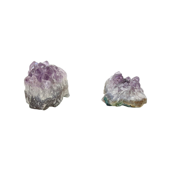 Set of Two Mini Amethyst Clusters - Calm Gemstone - Meditation - Crystal Decor