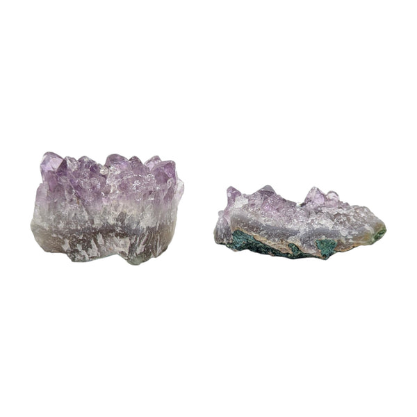 Set of Two Mini Amethyst Clusters - Calm Gemstone - Meditation - Crystal Decor