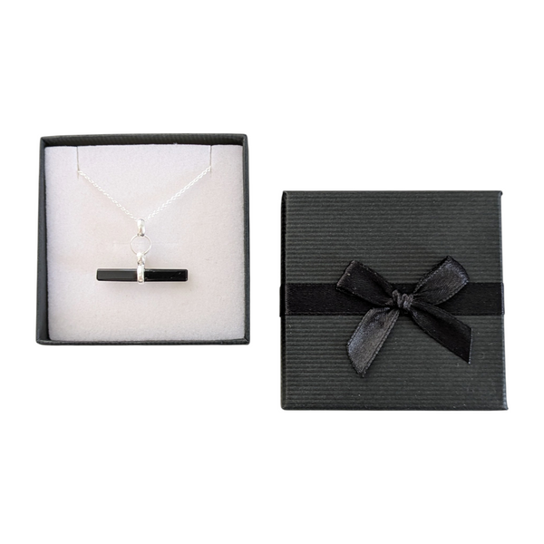 Black Onyx T-Bar 925 Sterling Silver Necklace
