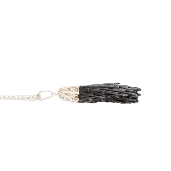 Raw Black Kyanite Necklace