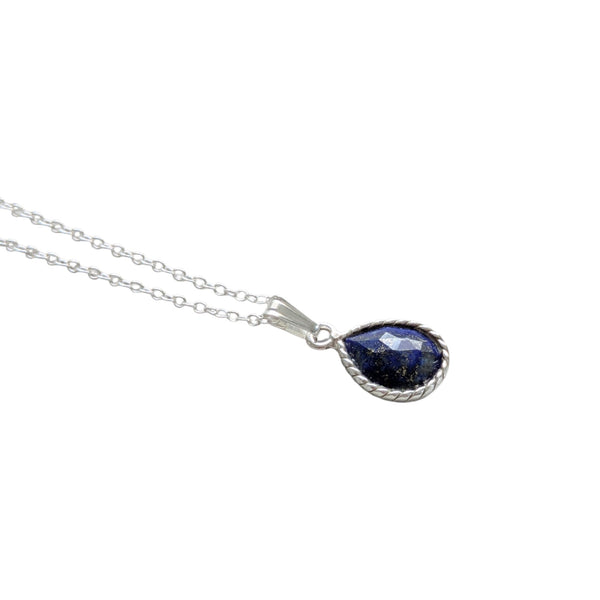 Lapis Lazuli Tear Drop Silver Necklace