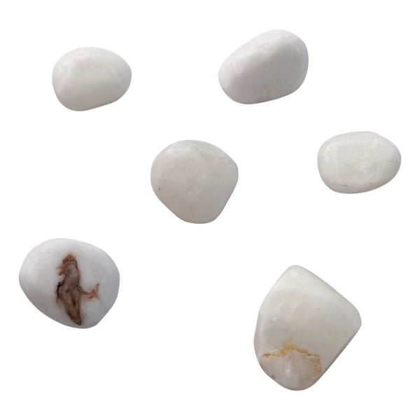 white anhydrite small pocket stones. 