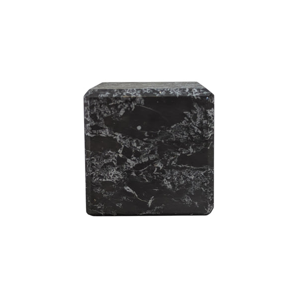 Petrovsky Shungite with Quartz Veins Cube, black and grey 
