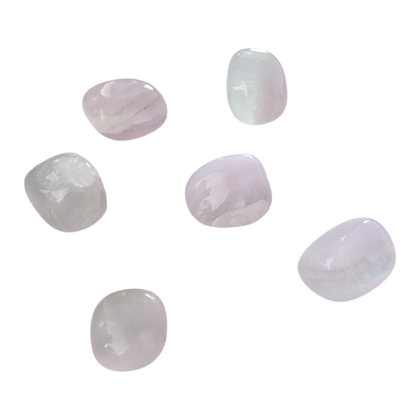 Pink Fluorite tumblestones showing natural variation in colour and size