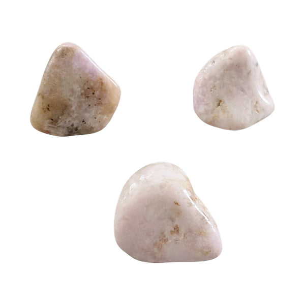 Pink Prairie Tanzanite tumblestones measuring 20-30mm, in muted pink and lilac tones. 