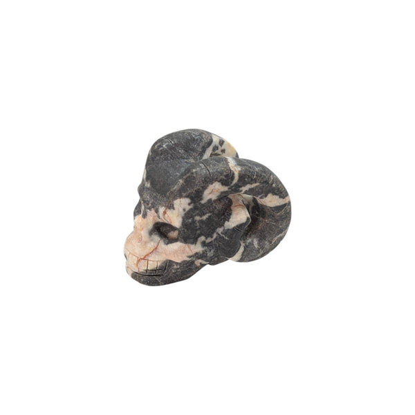 Pink Zebra Jasper Horned Skull