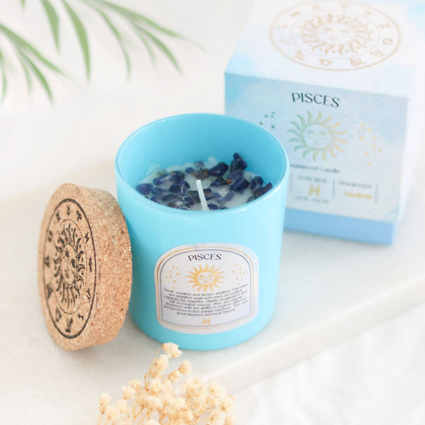 Pisces Crystal Candle in a glass jar and small gift box