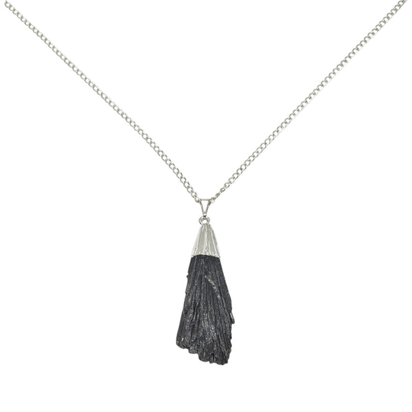 Raw Black Kyanite Necklace