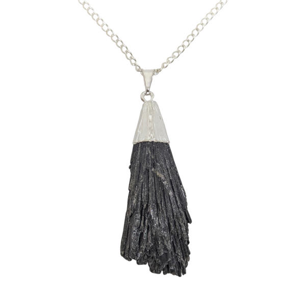 Raw Black Kyanite Necklace