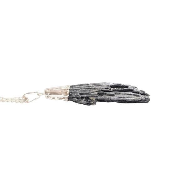 Raw Black Kyanite Necklace