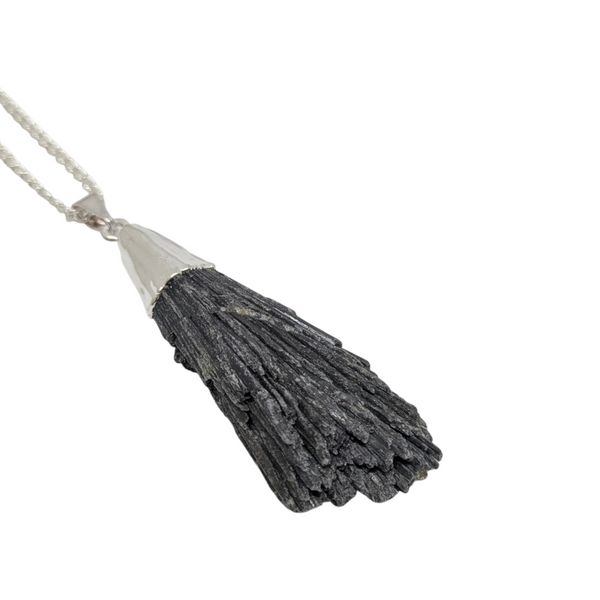 Raw Black Kyanite Necklace