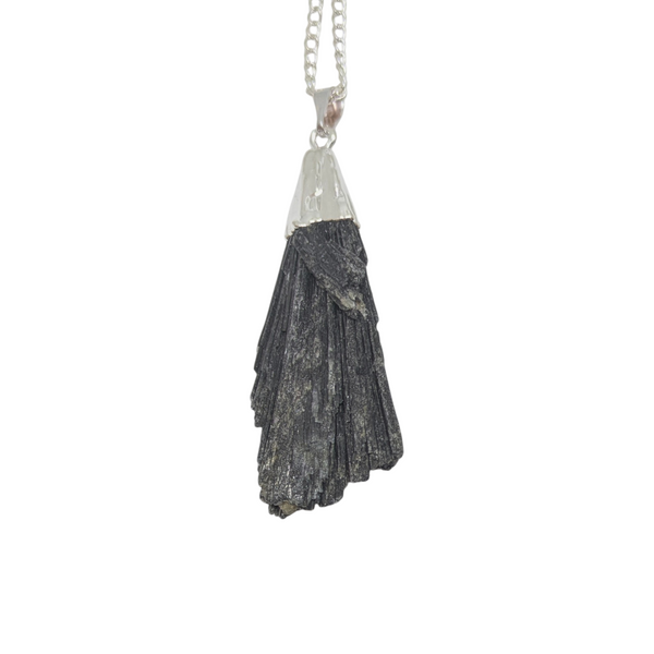 Raw Black Kyanite Necklace