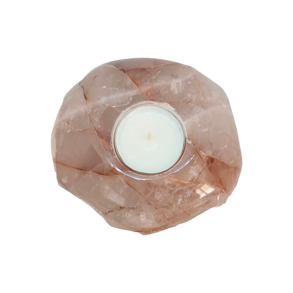 Red Hematoid Quartz Tealight Holder