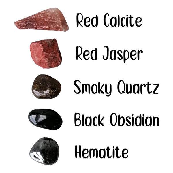 Root Chakra Crystal Set - Natural & Tumbled  Our Survival Centre