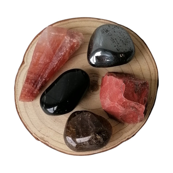 Root Chakra Crystal Set - Natural & Tumbled  Our Survival Centre