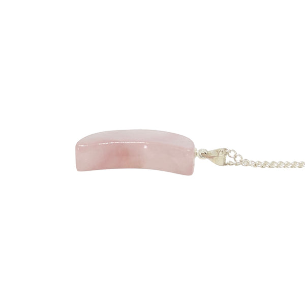 Rose Quartz Crescent Moon Pendant Necklace