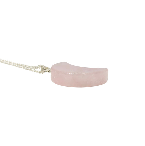 Rose Quartz Crescent Moon Pendant Necklace