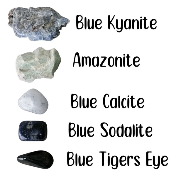 Throat Chakra Crystal Set - Natural & Tumbled - Centre of Communication