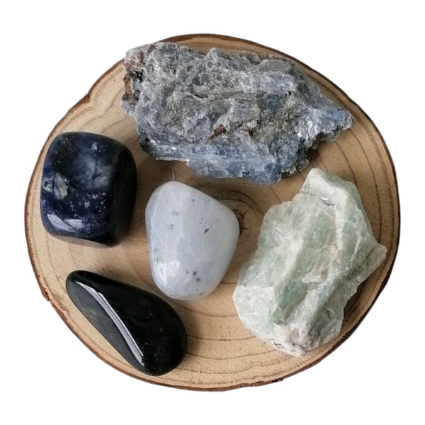 Throat Chakra Crystal Set - Natural & Tumbled - Centre of Communication