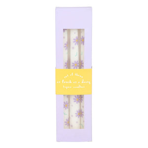 Set of Three Purple Daisy Taper Candles