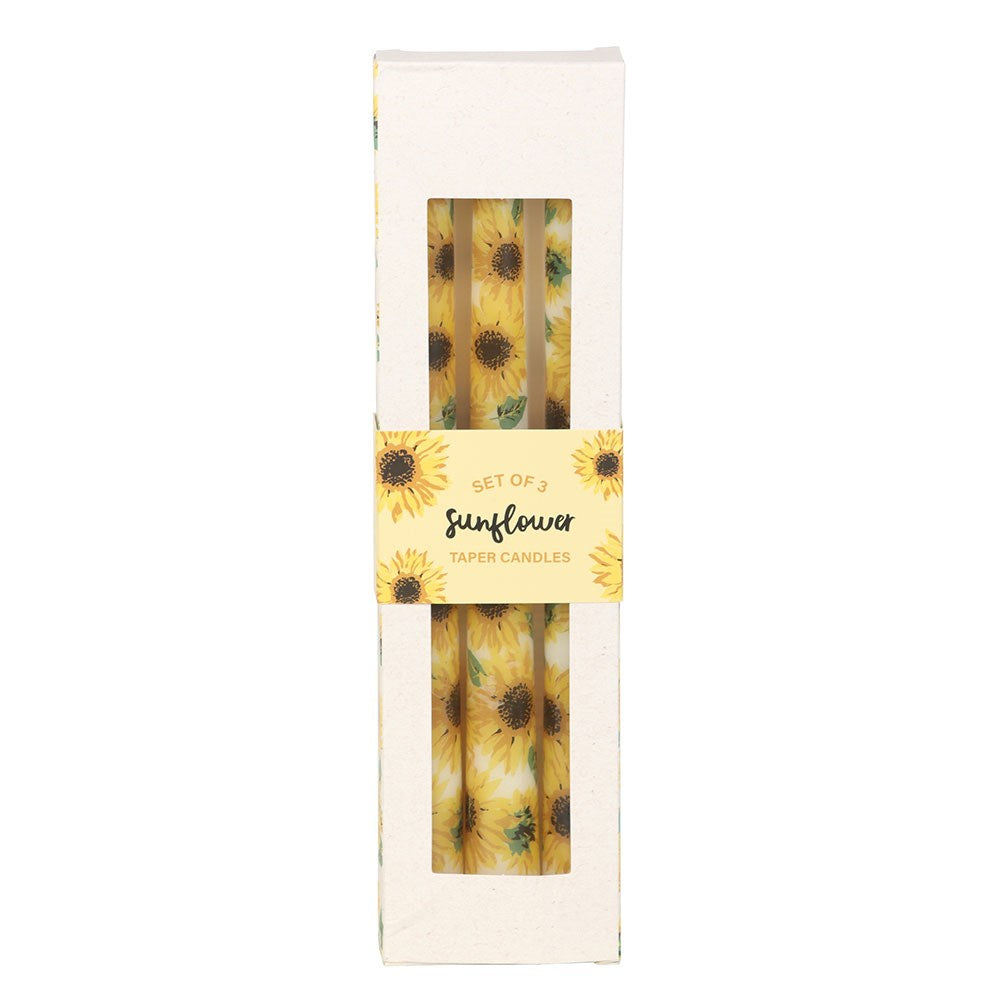 Set of Three Sunflower Taper Candles