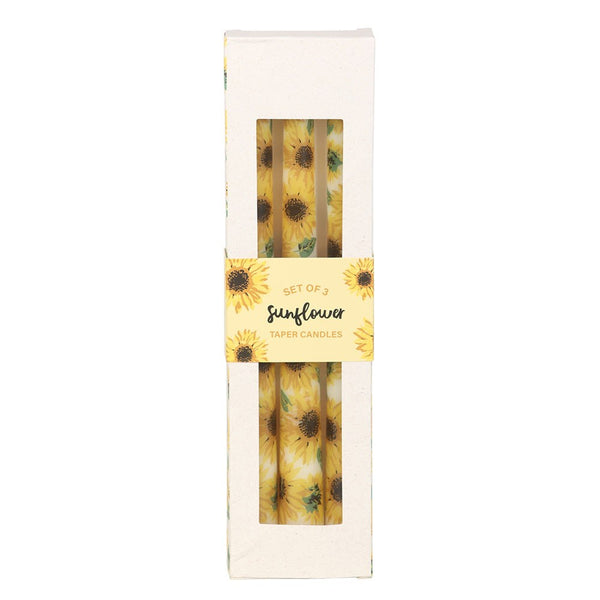 Set of Three Sunflower Taper Candles