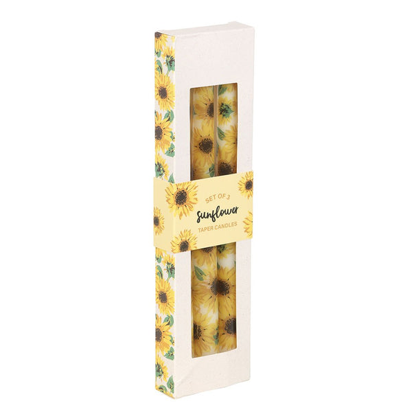Set of Three Sunflower Taper Candles