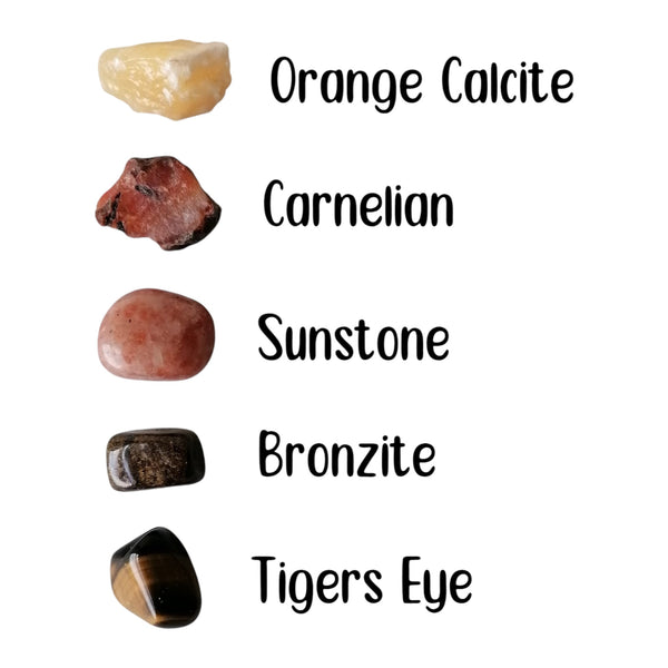 Sacral Chakra Crystal Set - Natural & Tumbled - Centre for Creative & Joyful Experiences