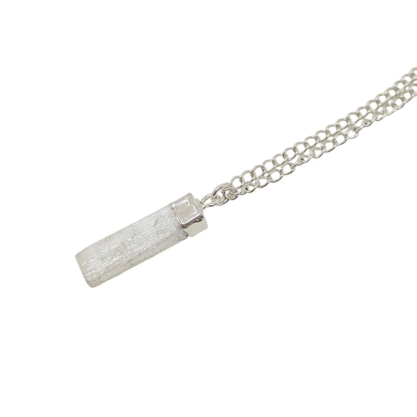 natural selenite pendant on a silver chain