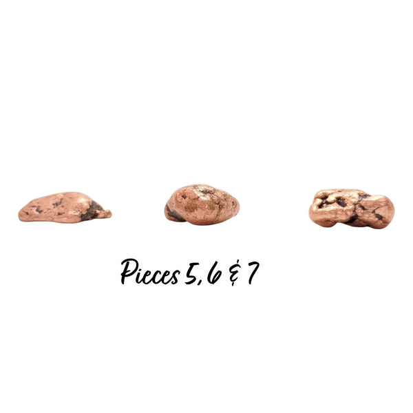 Three small Native Copper nuggets that have been semi-tumbled. 