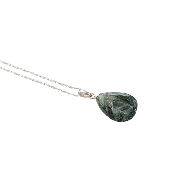 Rare Seraphinite 925 Sterling Silver Necklace