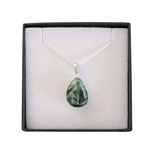 Rare Seraphinite 925 Sterling Silver Necklace