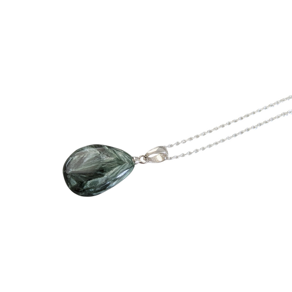 Rare Seraphinite 925 Sterling Silver Necklace