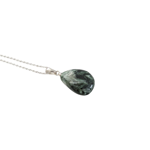 Rare Seraphinite 925 Sterling Silver Necklace