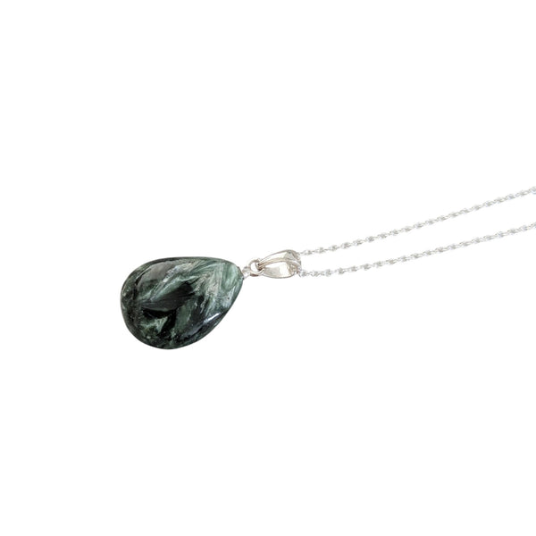 Rare Seraphinite 925 Sterling Silver Necklace