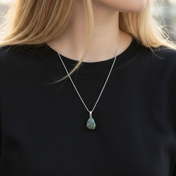 Rare Seraphinite 925 Sterling Silver Necklace