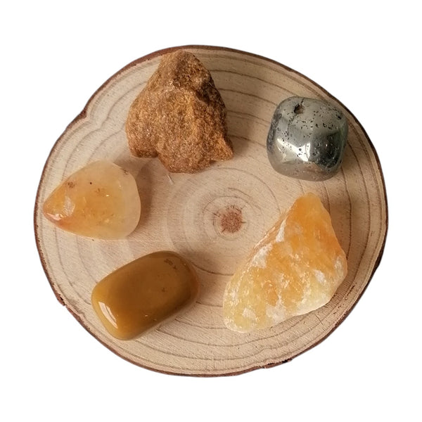 Solar Plexus Chakra Crystal Set - Natural & Tumbled  - Personal Power Centre