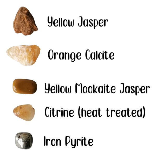 Solar Plexus Chakra Crystal Set - Natural & Tumbled  - Personal Power Centre