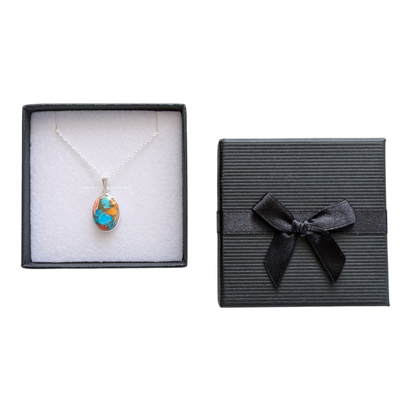 Spiny Oyster Turquoise 925 Sterling Silver Necklace in a black gift box 