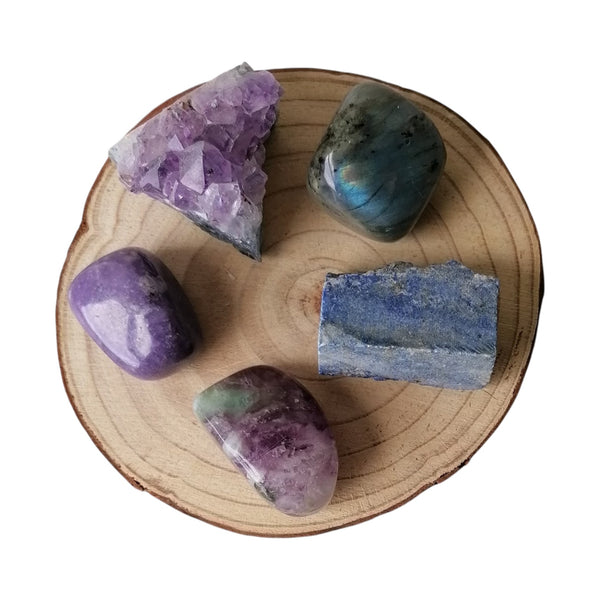 Third Eye Chakra Crystal Set - Natural & Tumbled - Centre for Intuition & Foresight